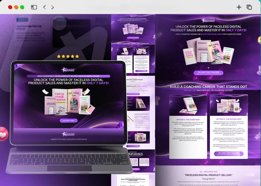 Faceless Digital Products — Course Funnel design